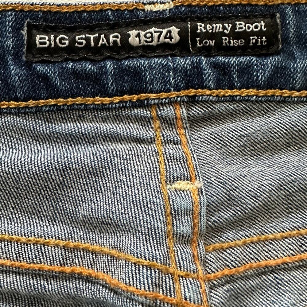 Big Star Jeans Low Rise Remy Flap Pocket Embroidered Bootcut Stretch Size 30L - Picture 2 of 12